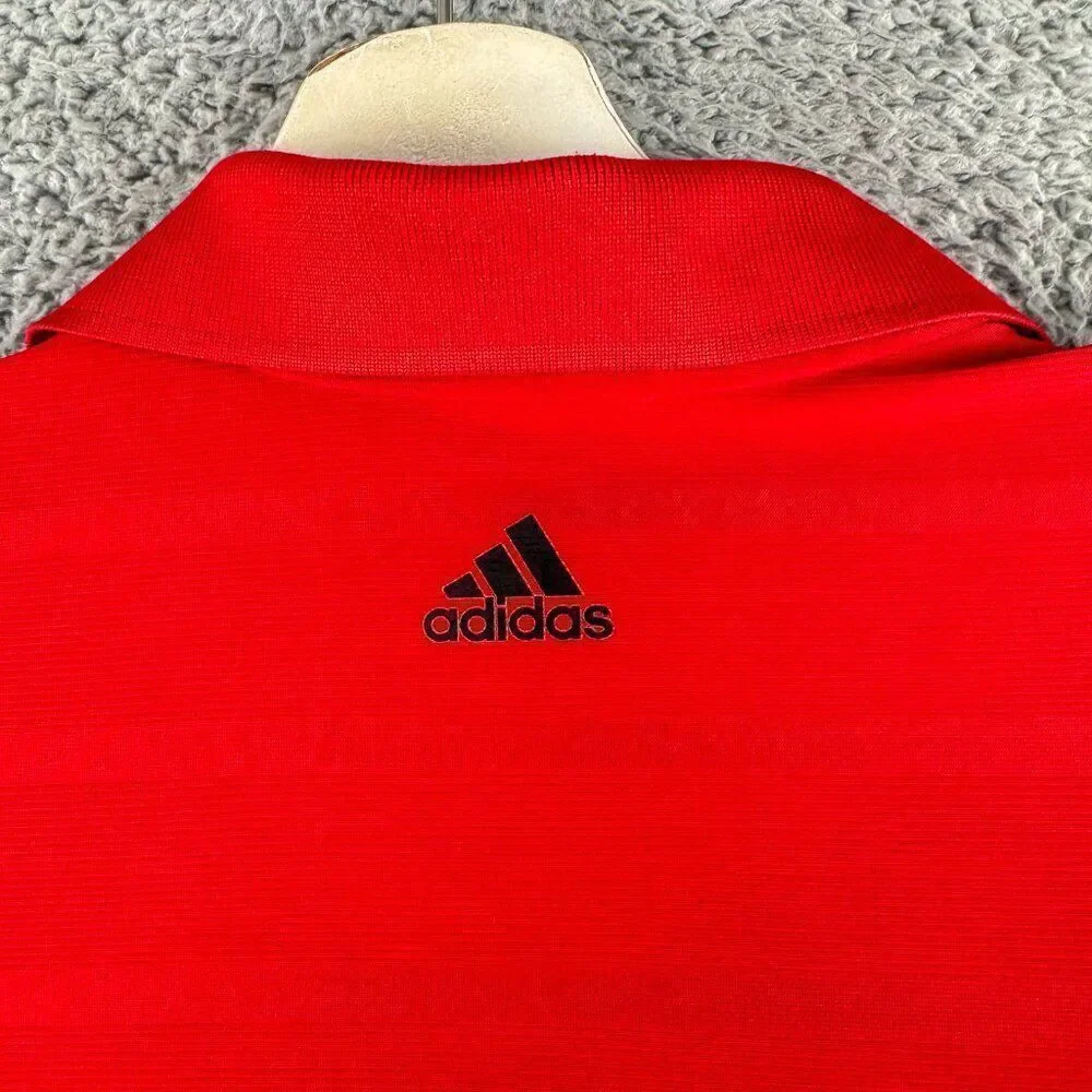 Adidas Golf Polo Shirt Mens Large Red Golfer Business‎ Casual Preppy Diamond Cup